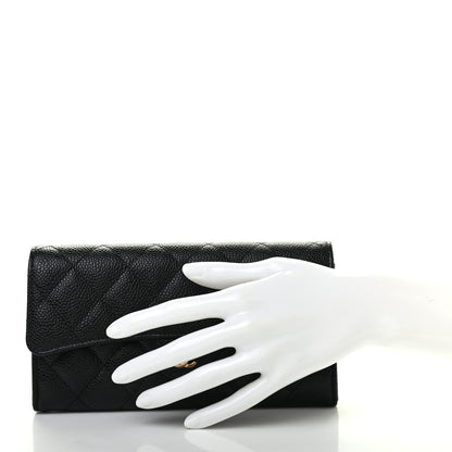 Chanel Caviar Quilted Large Gusset Flap Wallet Black 2 of 8
