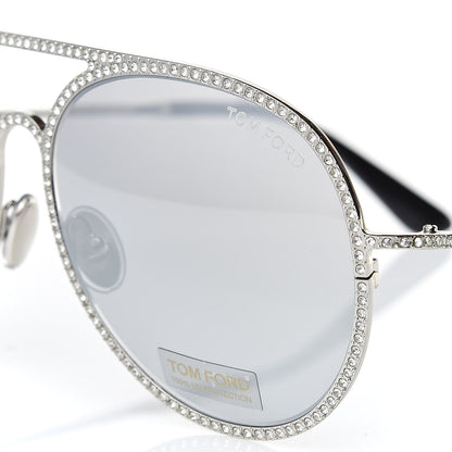 Tom Ford Crystal Embellished Antibes Sunglasses White Gold 7 of 8