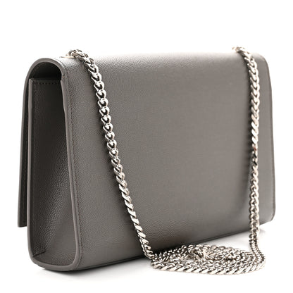 Saint Laurent Grain De Poudre Medium Classic Monogram Kate Satchel Earth Grey 3 of 10