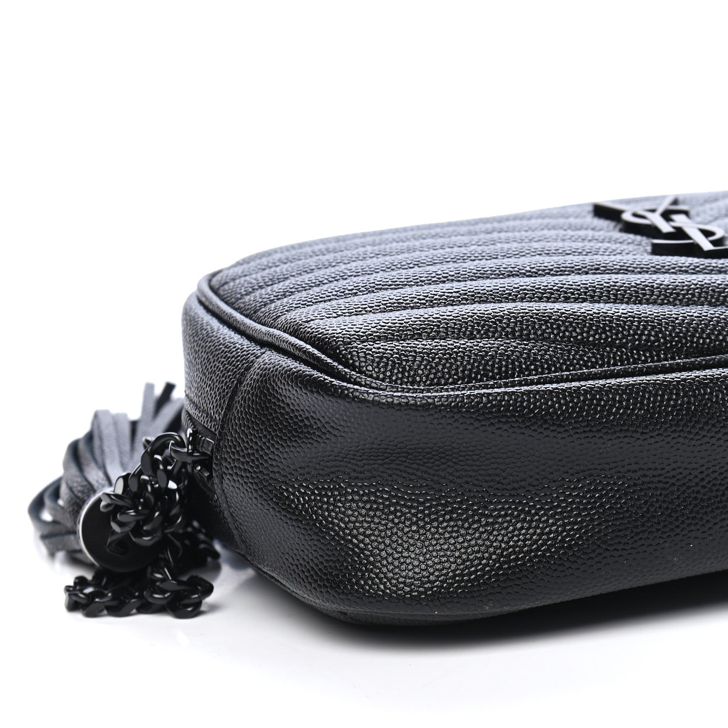 Saint Laurent Grain De Poudre Matelasse Monogram Mini Lou Camera Bag Black 8 of 10