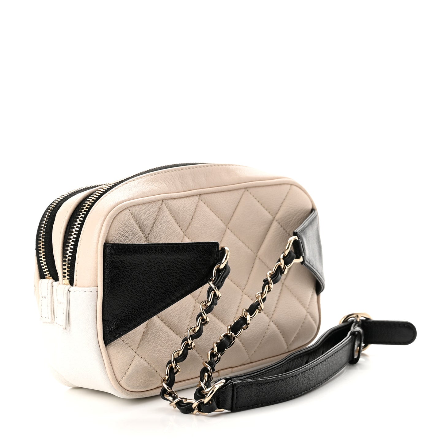 Goatskin Quilted Waist Bag Beige White Black