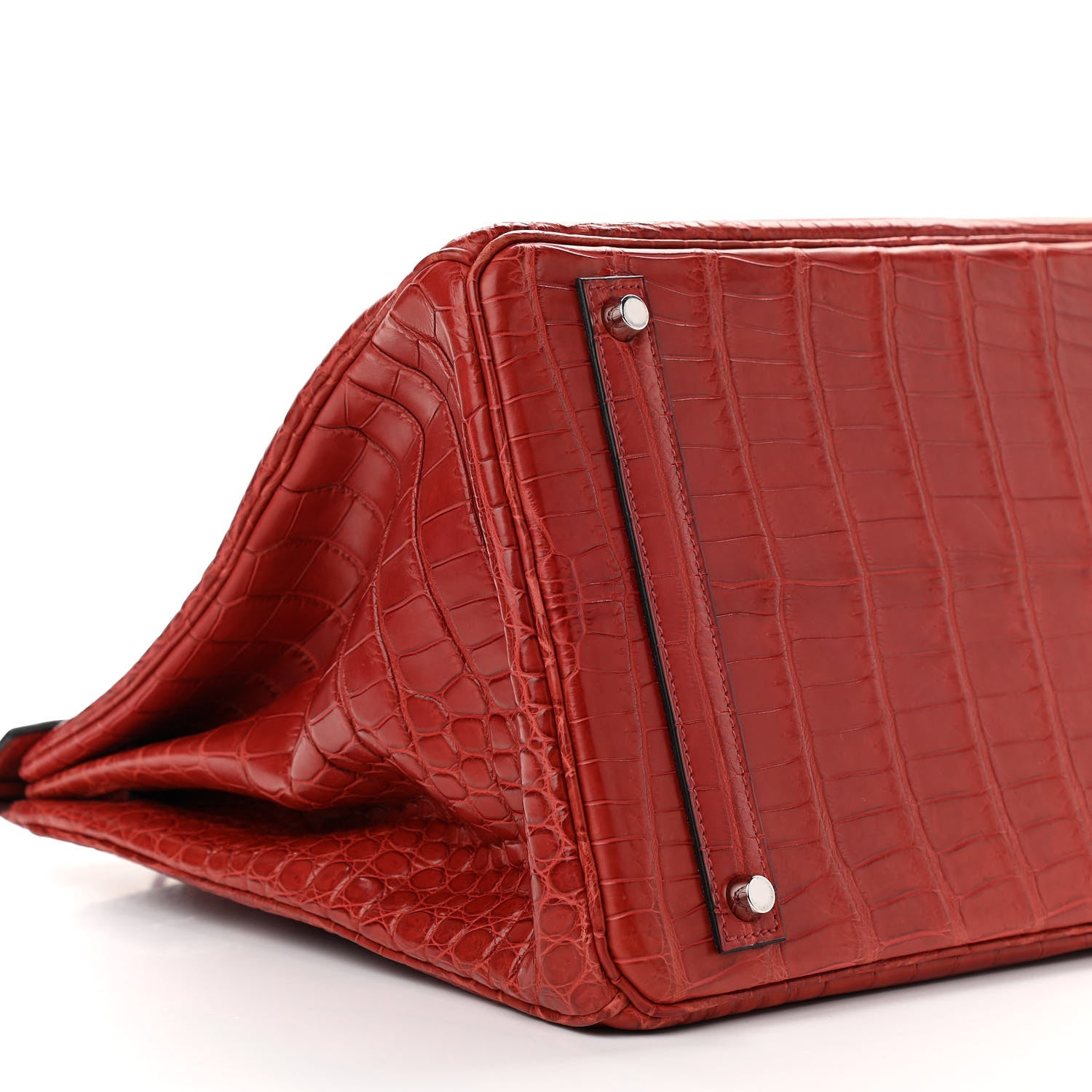 Hermes Matte Porosus Crocodile Birkin 40 Rouge H 9 of 10