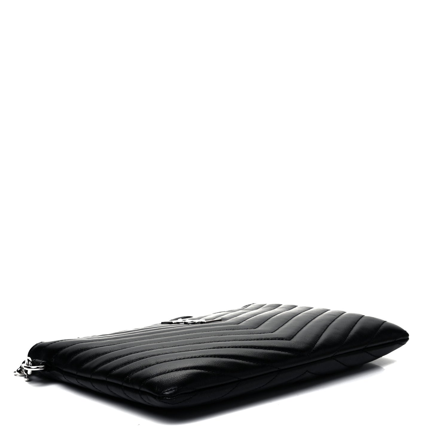 Calfskin Matelasse Chevron Monogram A5 Wristlet Black