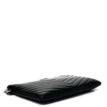 Saint Laurent Calfskin Matelasse Chevron Monogram A5 Wristlet Black 4 of 7