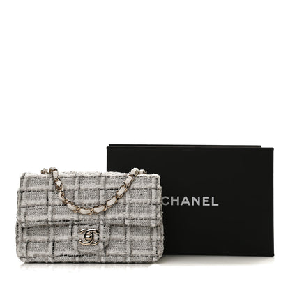 Chanel Tweed Quilted Mini Rectangular Flap White Grey 13 of 13