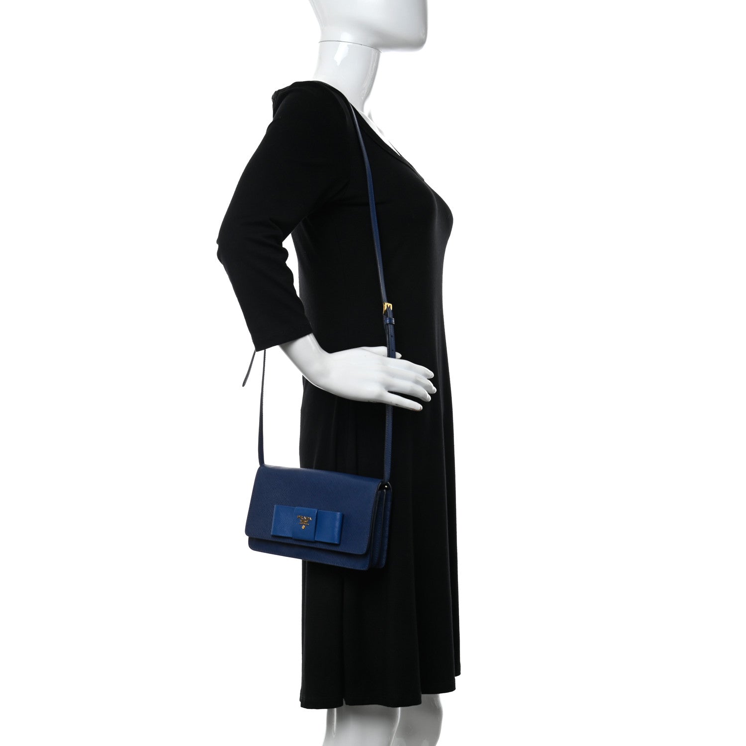 Prada Saffiano Fiocco Bow Flap Wallet Bluette Cobalto 2 of 9