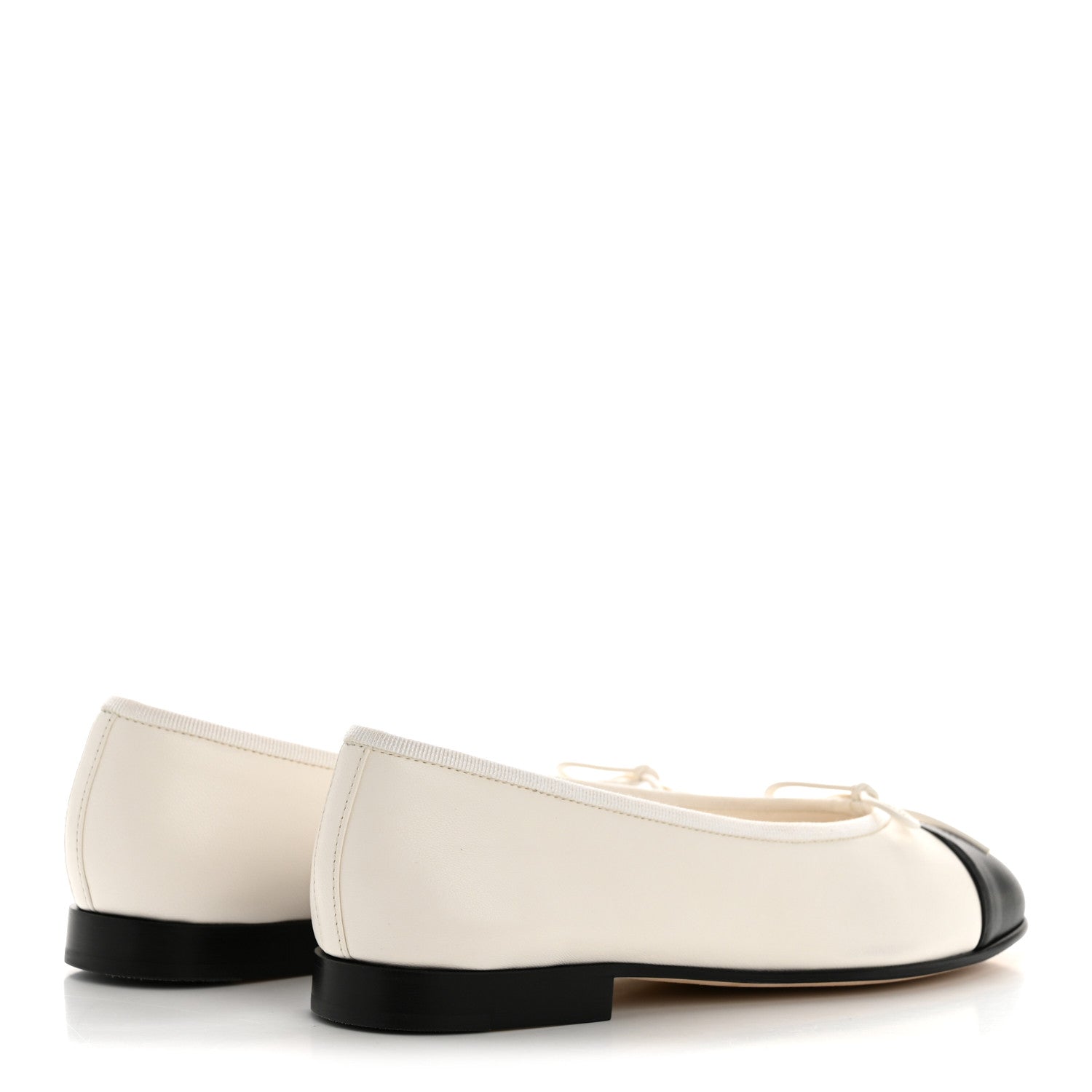 Chanel Lambskin Cap Toe CC Ballerina Flats 35 White Black 5 of 10