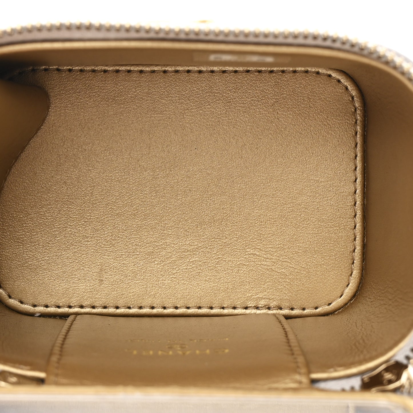 Lambskin Quilted Pearl Crush Mini Vanity Case With Chain Grey