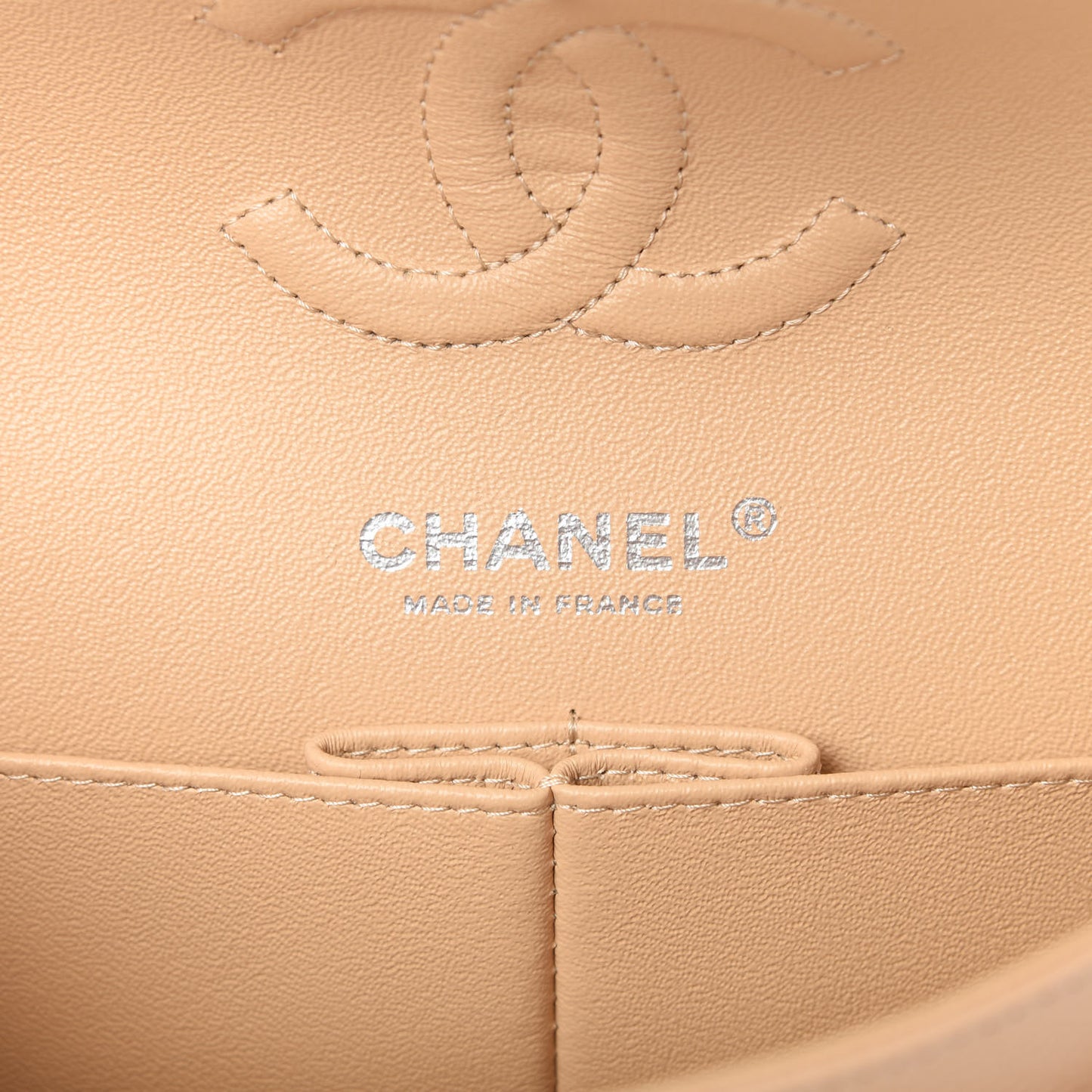 Caviar Quilted Small Double Flap Beige