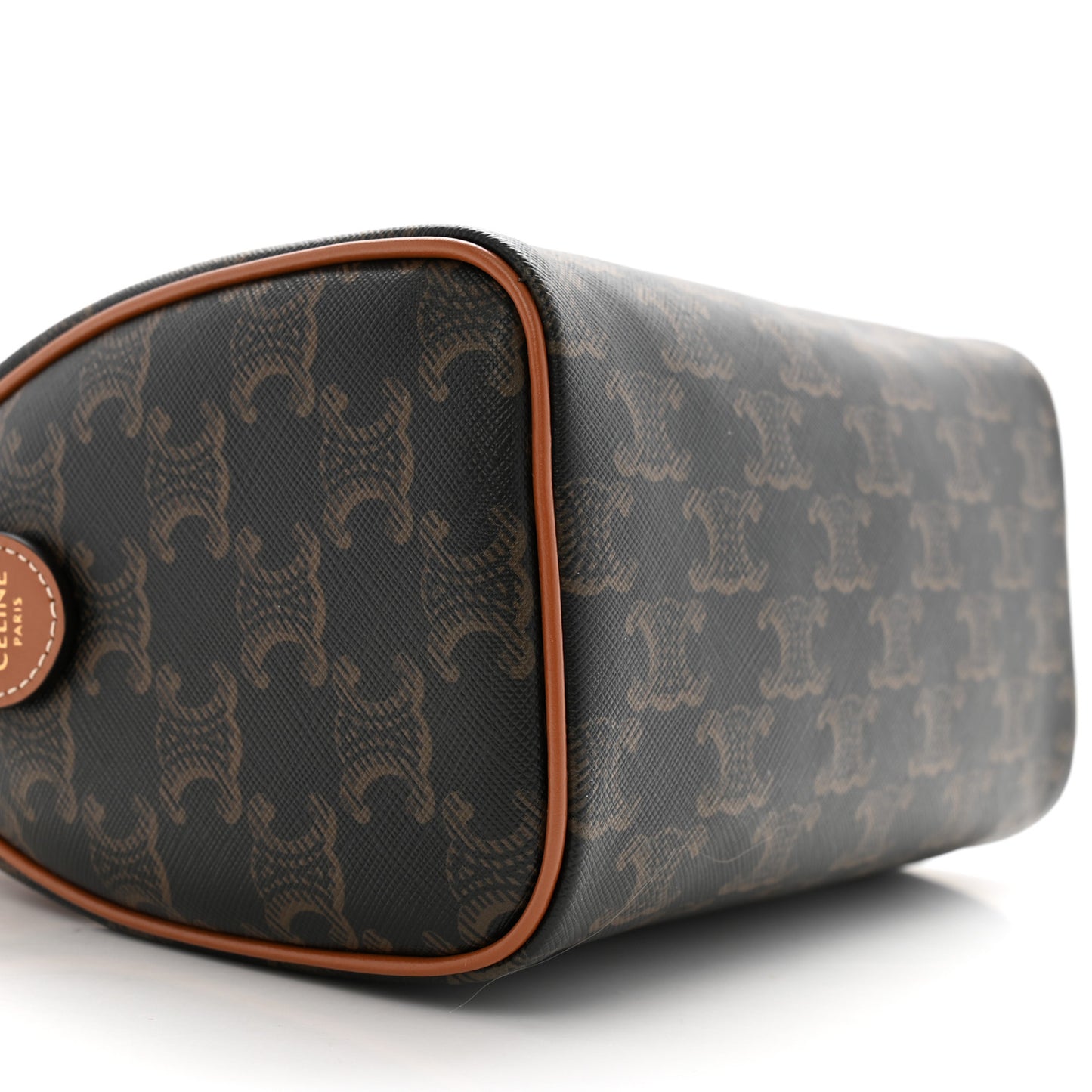 Triomphe Canvas Calfskin Small Boston Bag Tan