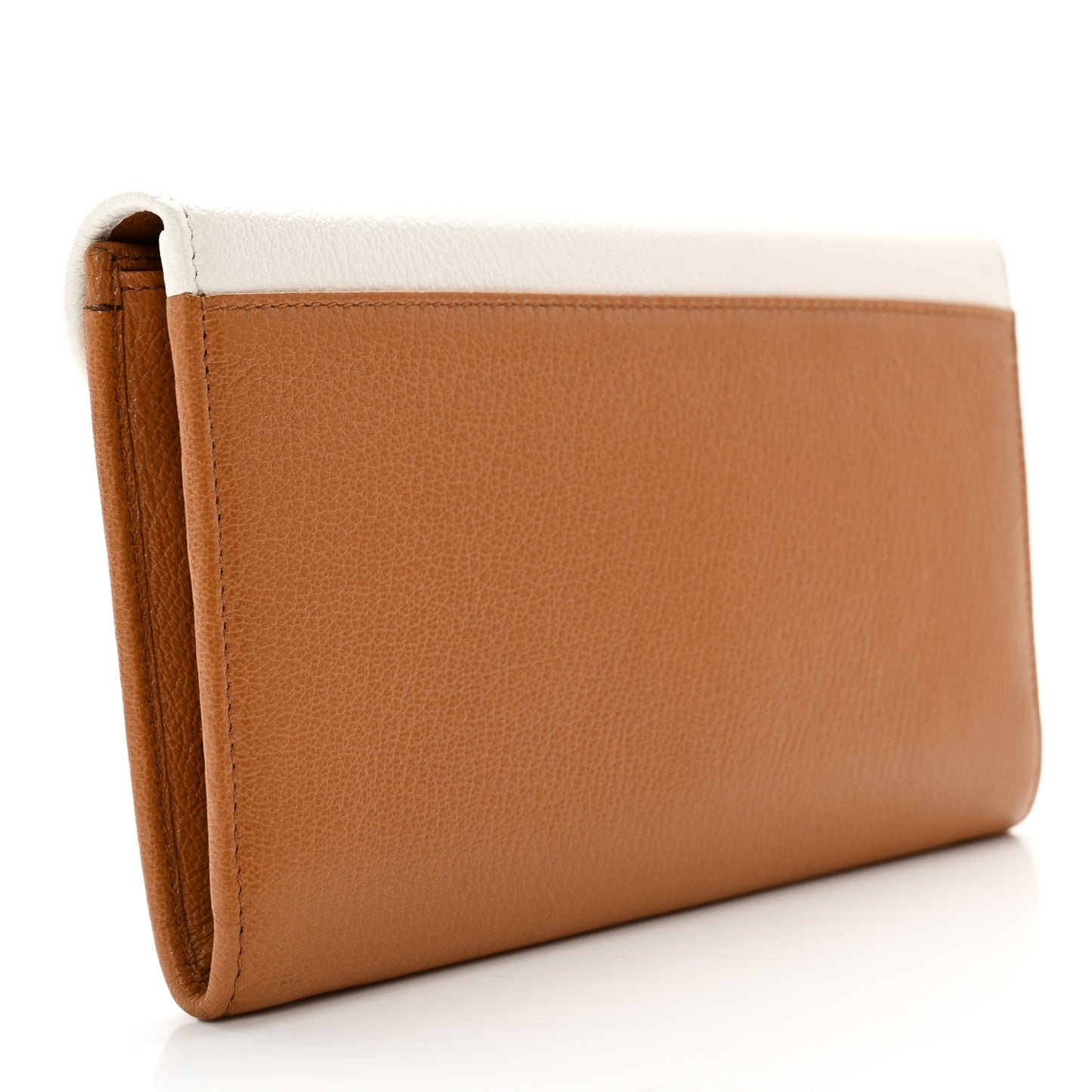 Goatskin Madras Bicolor Envelope Wallet White Cognac