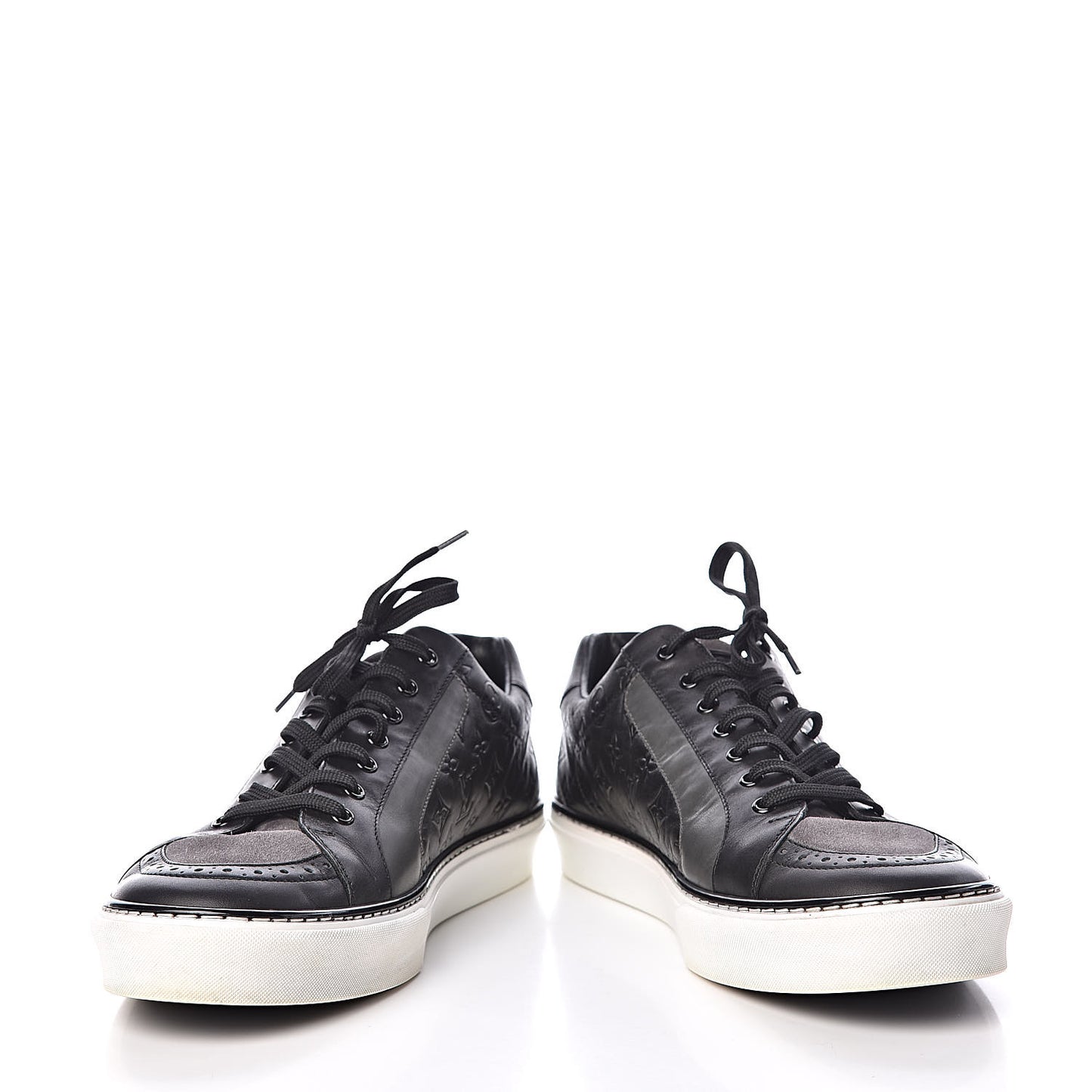 Calfskin Embossed Monogram Street Sneakers 8 Black