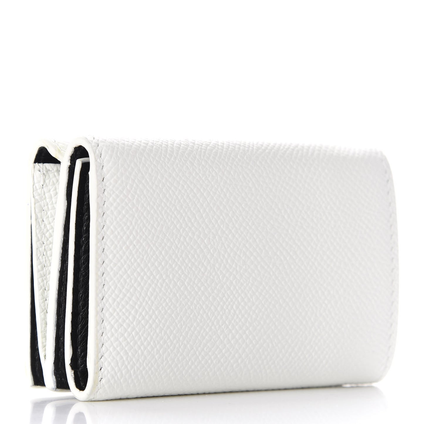 Signature Grained Calfskin Logo Mini Ville Wallet White
