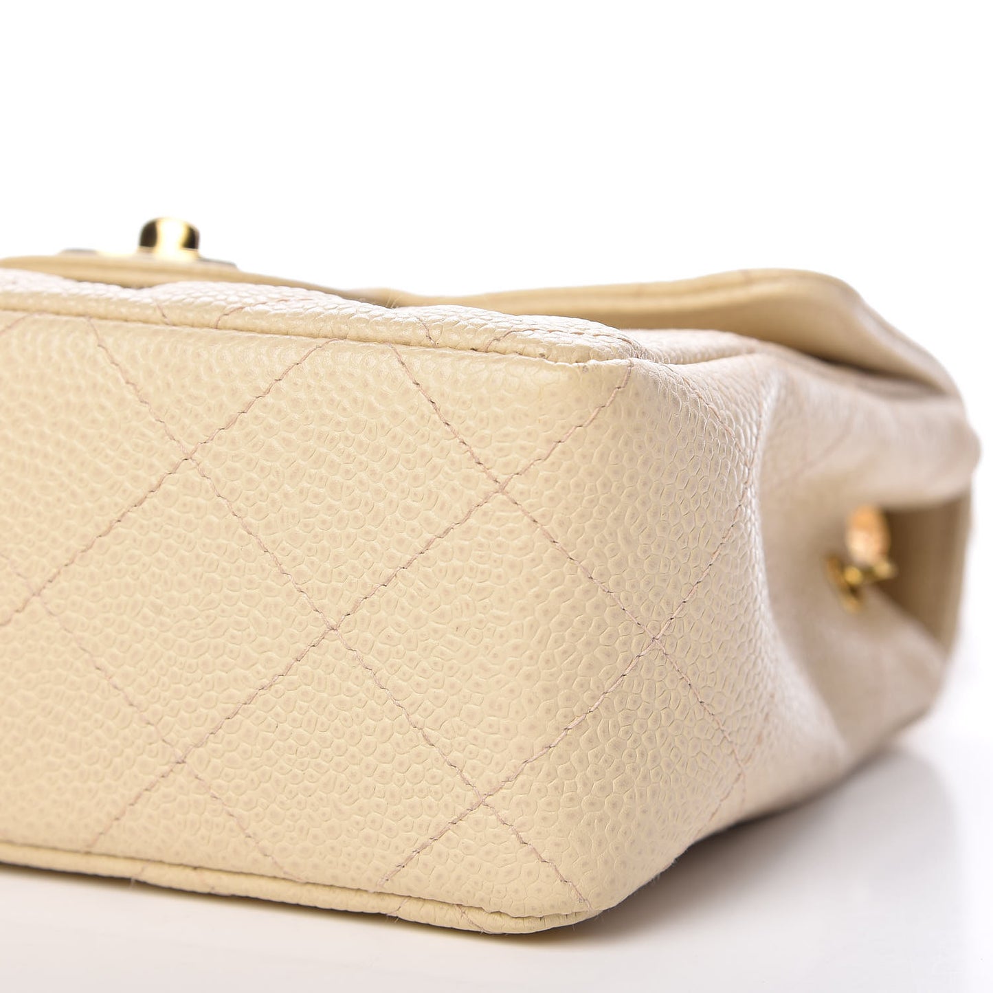 Caviar Quilted Mini Square Flap Light Beige