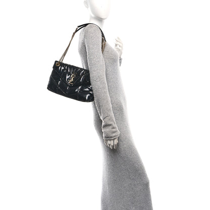 Saint Laurent Patent Quilted Small Loulou Puffer Monogram Chain Satchel Black 2 of 9