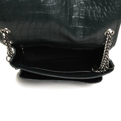 Saint Laurent Lambskin Crocodile Embossed Monogram Medium Niki Chain Satchel Algea 5 of 11