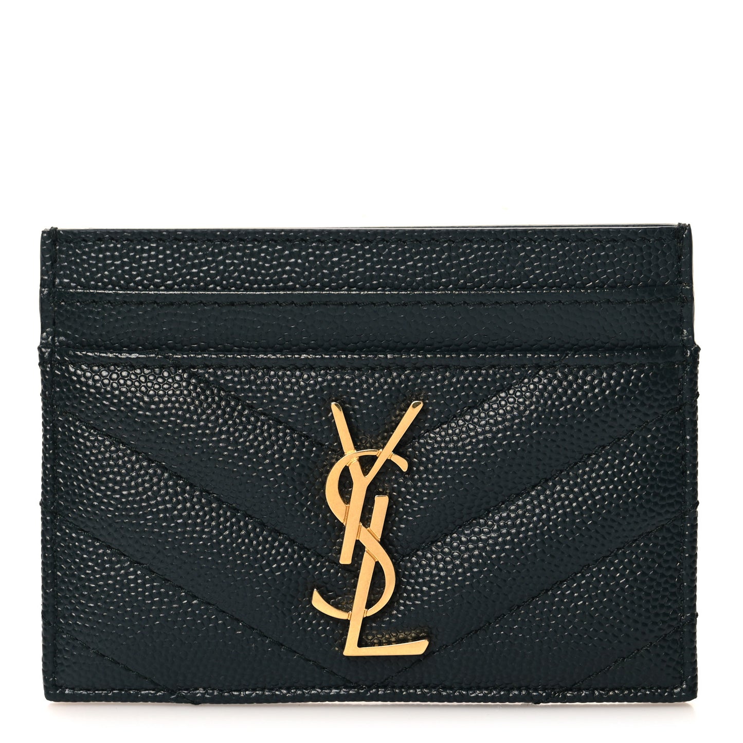 Grain De Poudre Matelasse Chevron Monogram Credit Card Case Algae