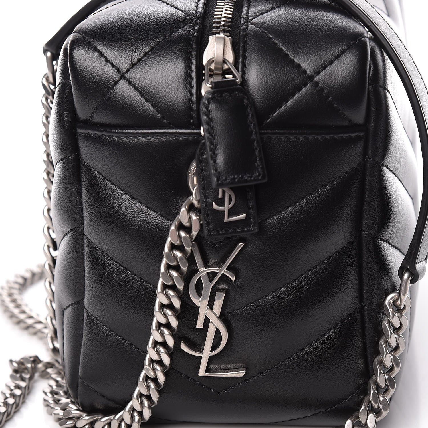 Saint Laurent Calfskin Y Quilted Monogram Small Loulou Bowling Bag Black 8 of 10