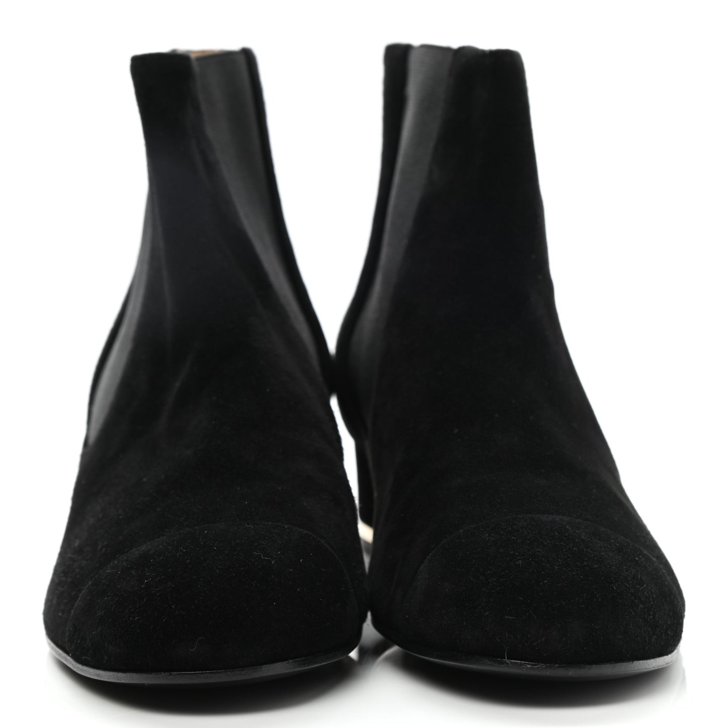 Suede CC Cap Toe Ankle Boots 37 Black
