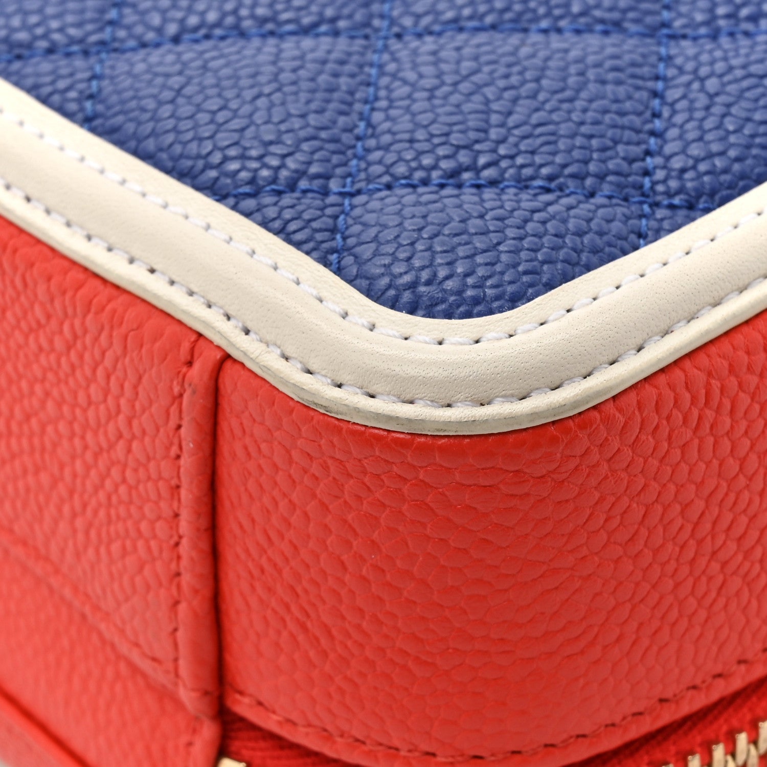 Chanel Caviar Quilted Small CC Filigree Vanity Case Blue White Red 15 of 17