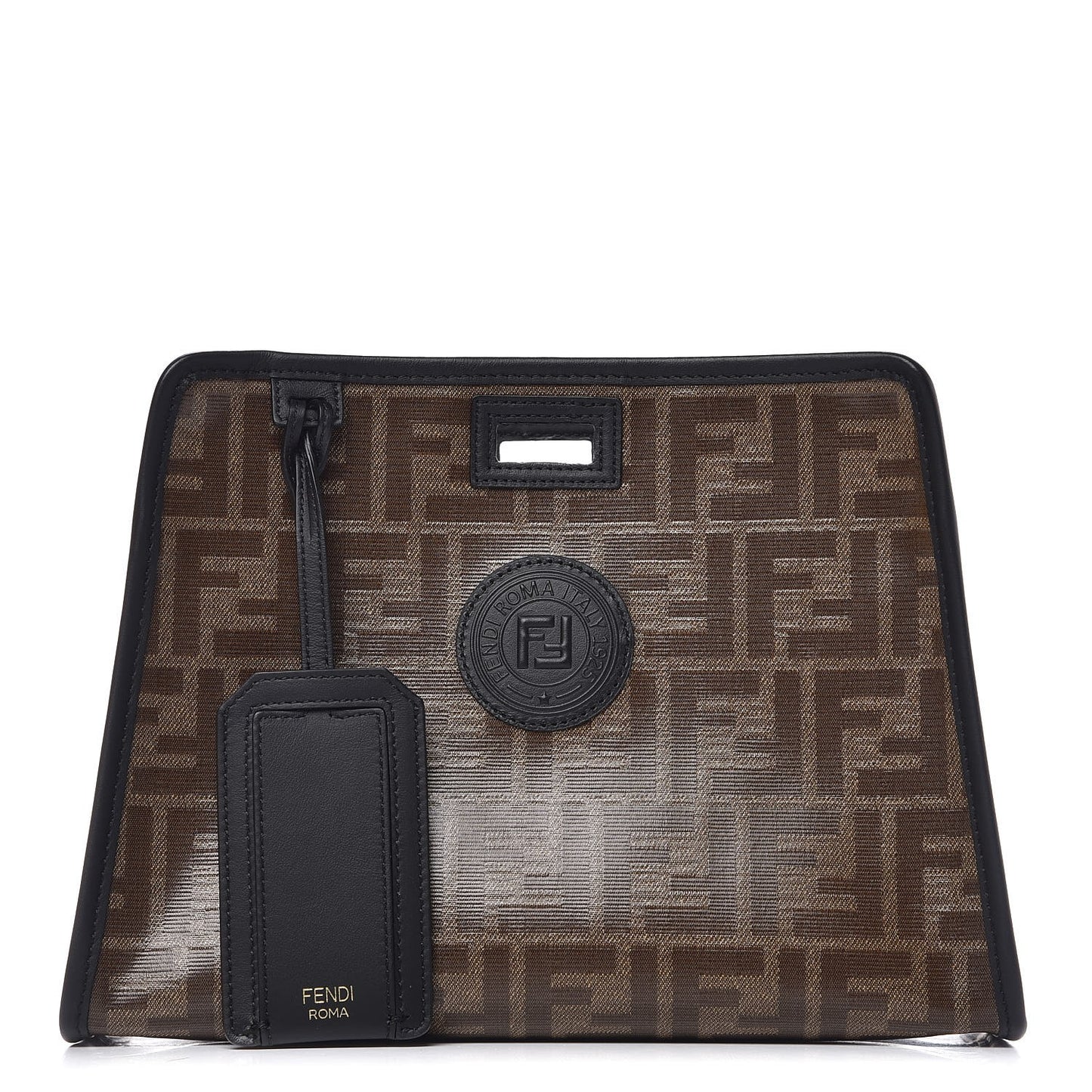 Glazed Fabric Vitello Century FF 1974 Stamp Patch Mini Peekaboo Defender Cover Mogano Panna Black