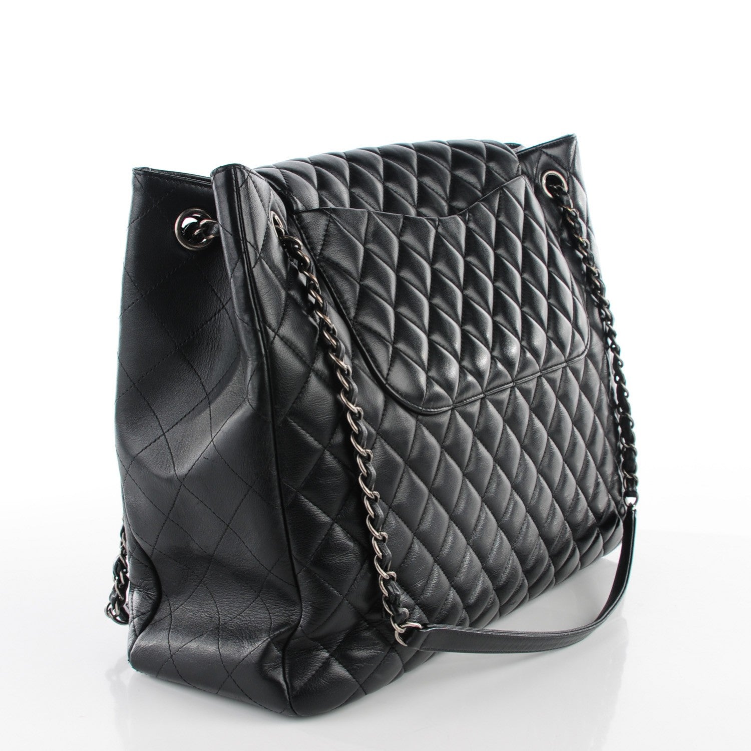 Chanel Calfskin Quilted Flap Tote Black 3 of 8