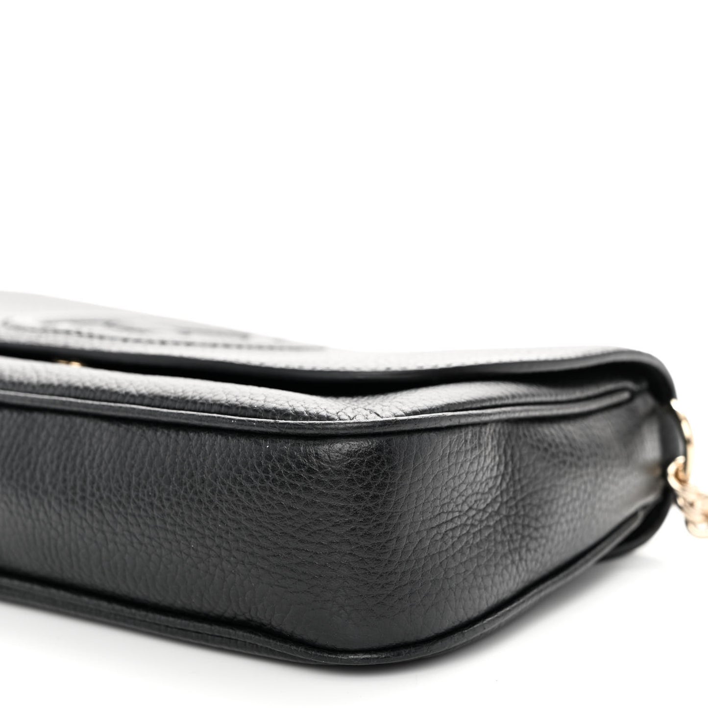 Pebbled Calfskin Medium Soho Flap Crossbody Black