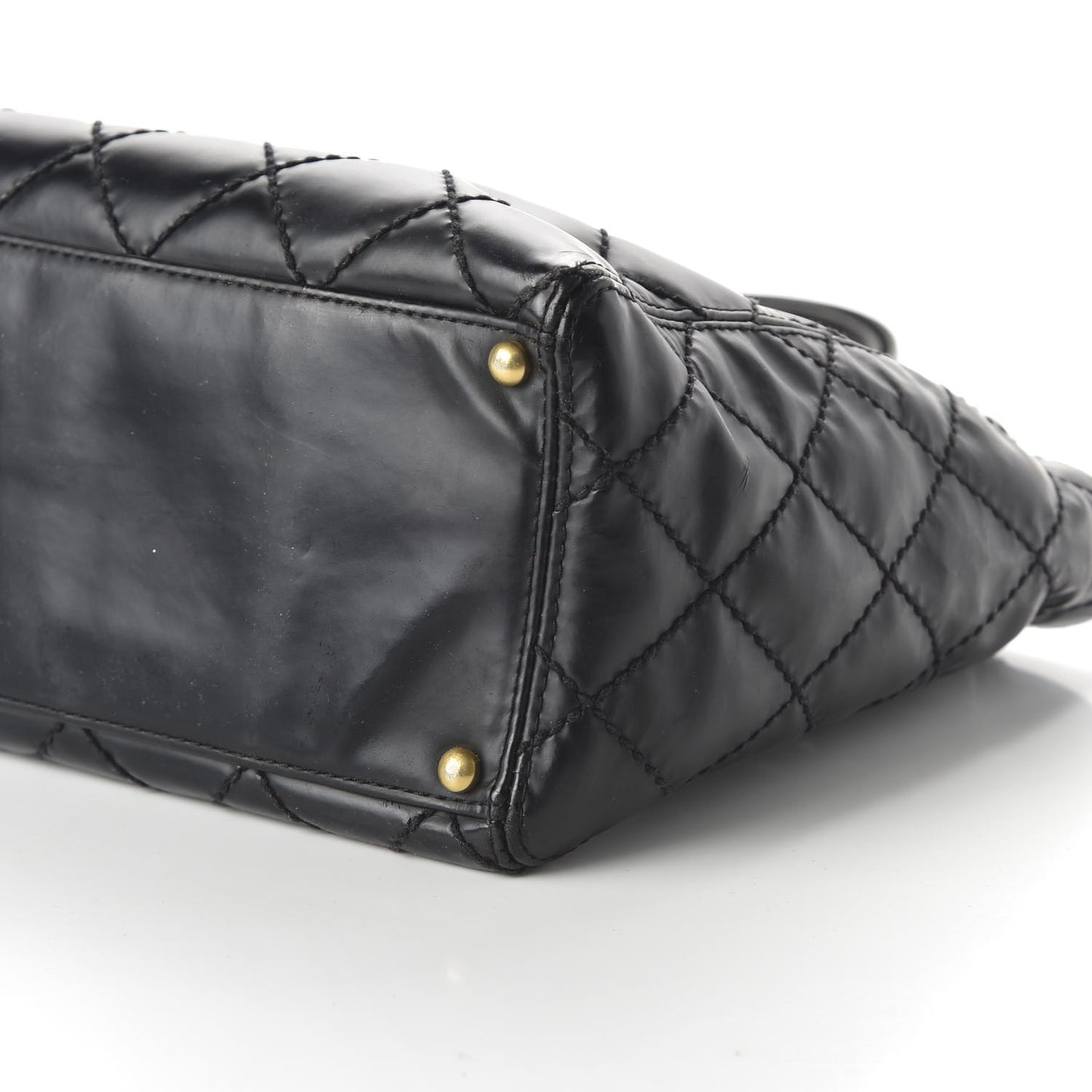 Glazed Calfskin Stitch Tote Black