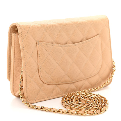 Chanel Caviar Quilted Wallet On Chain WOC Beige 4 of 12