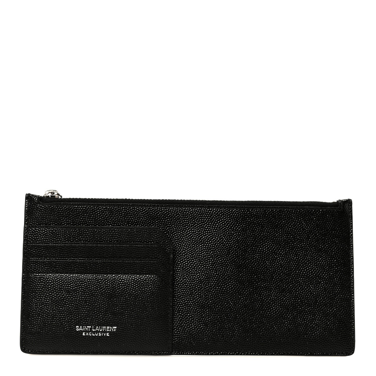 Saint Laurent Grained Calfskin Zip Pouch Tech Card Holder Black 1 of 8