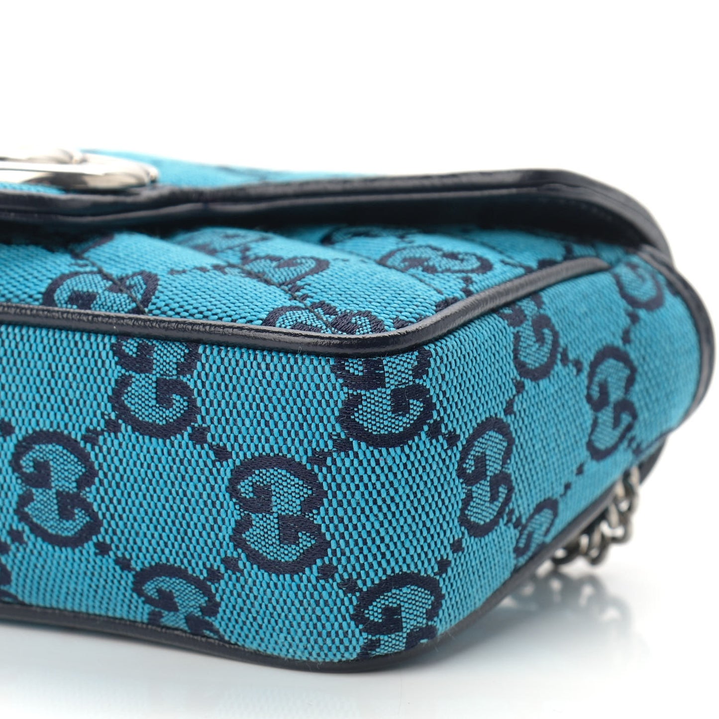 Monogram Multicolor Matelasse Diagonal Super Mini GG Marmont Shoulder Bag Light Blue