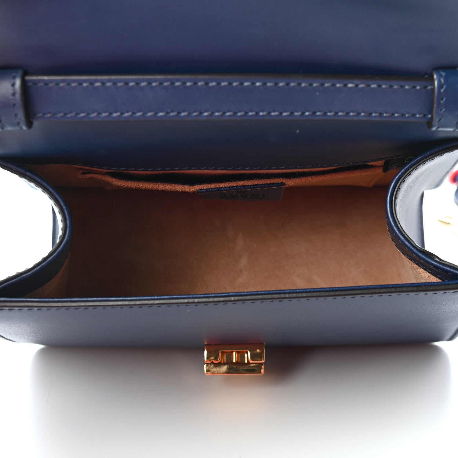 Gucci Vitello Fontanella Web Mini Sylvie Top Handle Bag Blue Agata 5 of 9