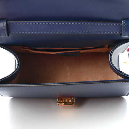Gucci Vitello Fontanella Web Mini Sylvie Top Handle Bag Blue Agata 5 of 9