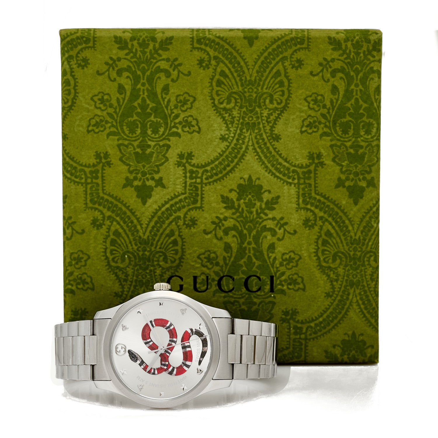 グッチ　GUCCI　目覚まし時計　REF0540 Gucci Stainless Steel 38mm G-Timeless Snake Quartz Watch 1832989