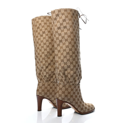 Gucci Monogram Over the Knee Boots 39 Beige Ebony 4 of 6