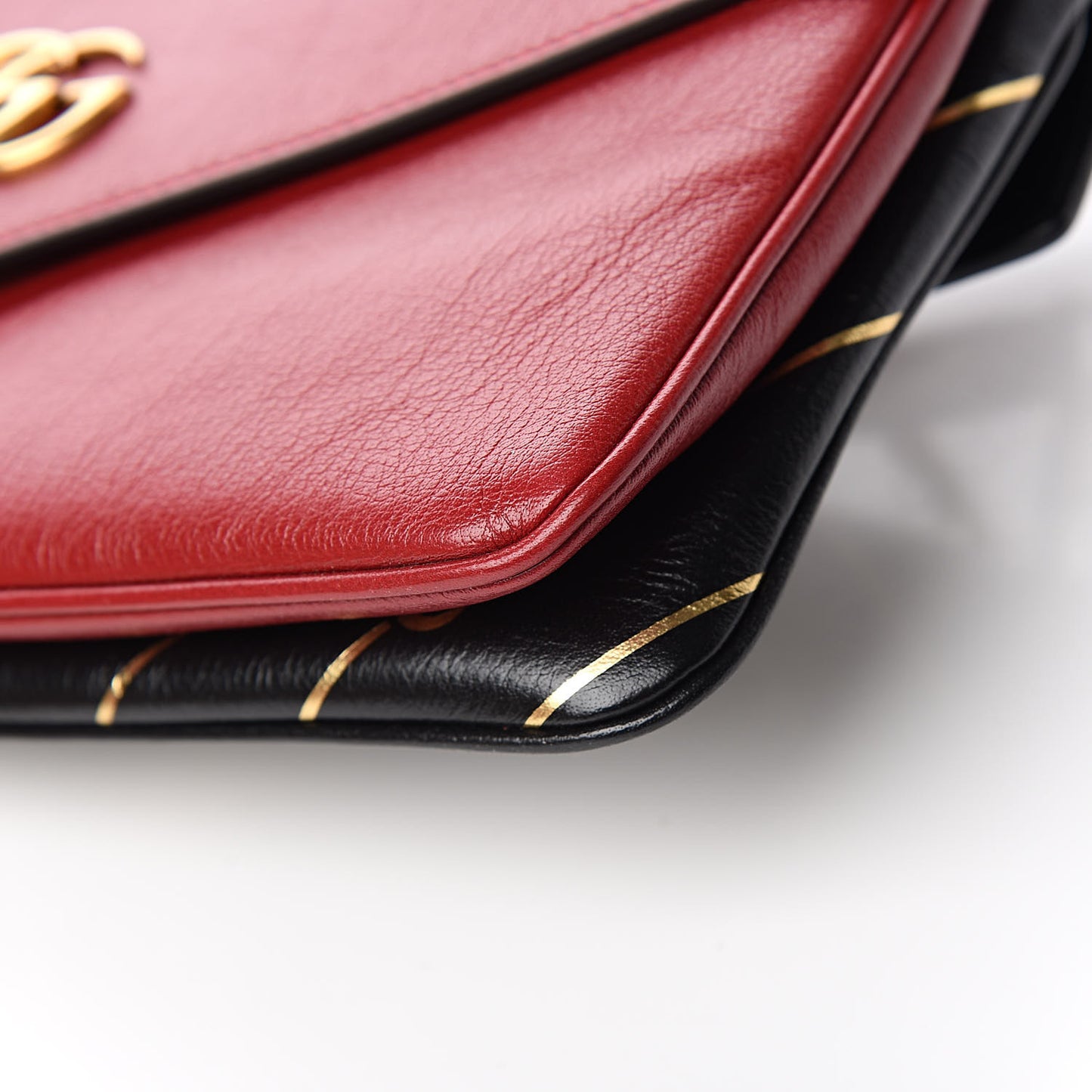 Calfskin Diagonal GG Medium Thiara Double Envelope Shoulder Bag Black Red