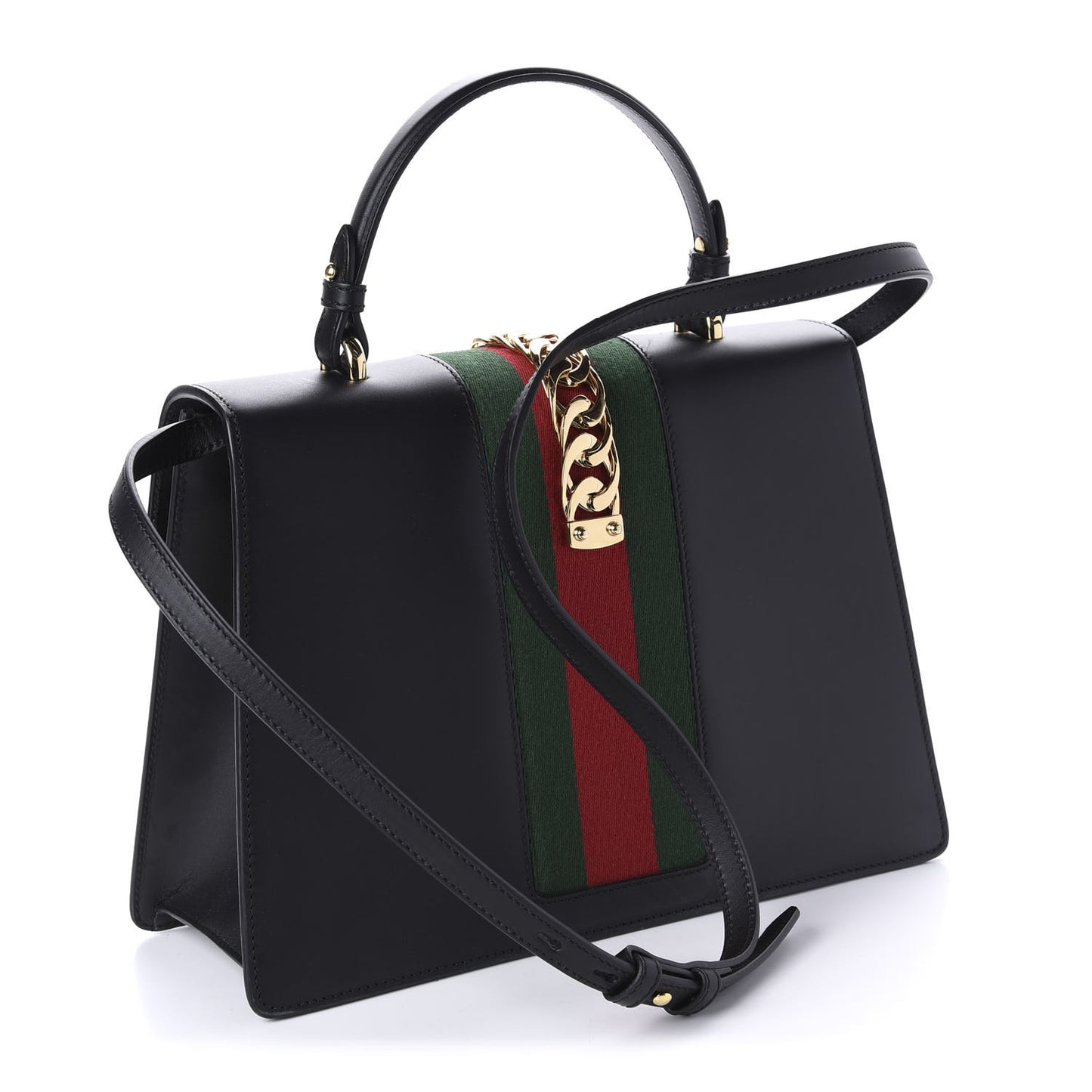 Calfskin Medium Sylvie Top Handle Bag Black