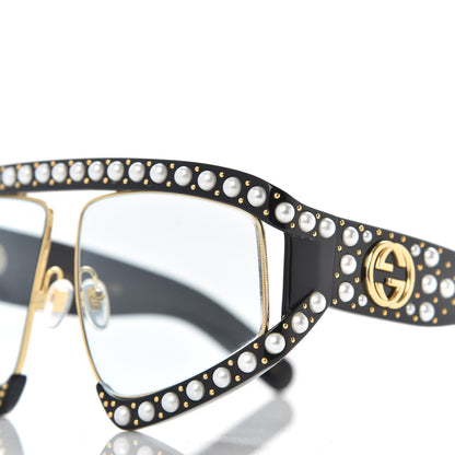 Gucci Acetate Pearl Rectangular Frame Sunglasses GG0234S Black 5 of 7