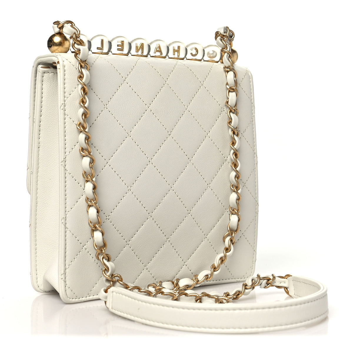 Chanel Goatskin Quilted Chic Pearls Flap White 3 of 10