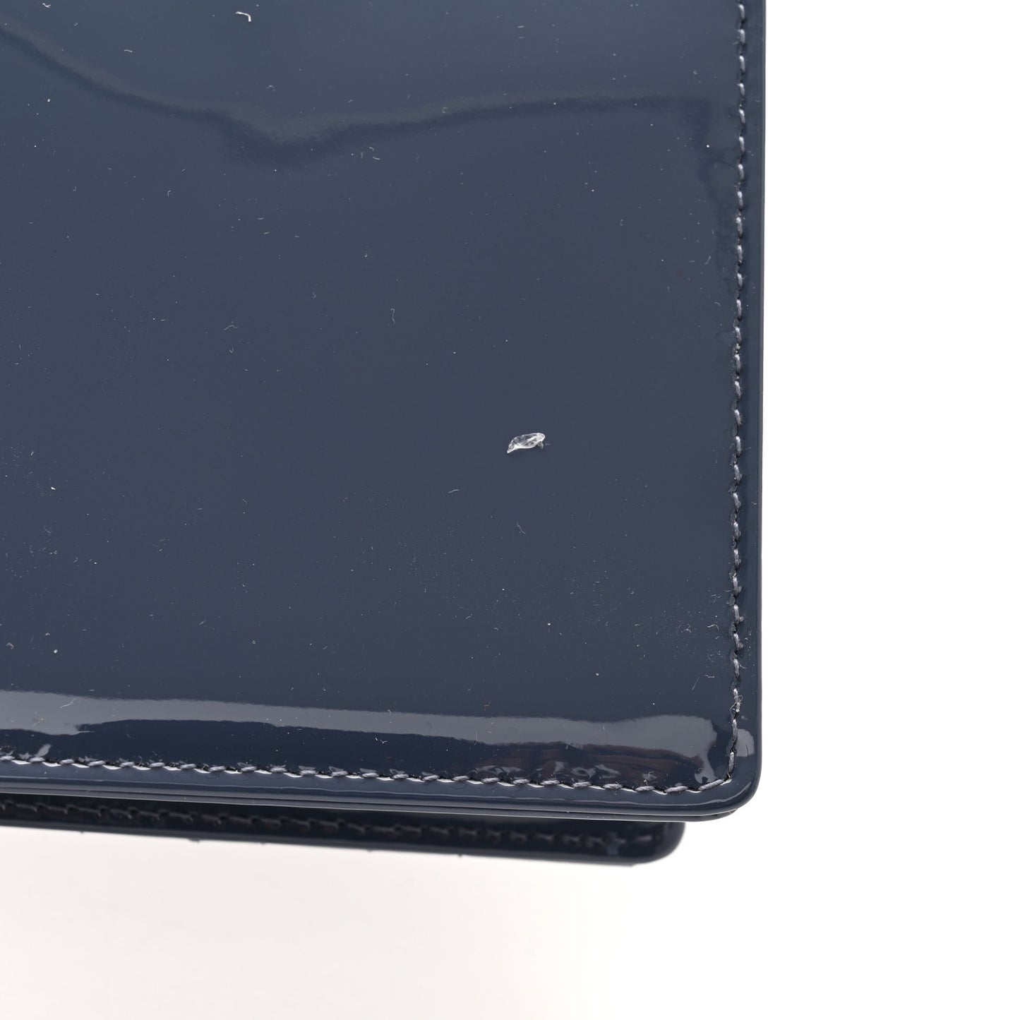 Patent Cannage Lady Dior Chain Wallet Denim