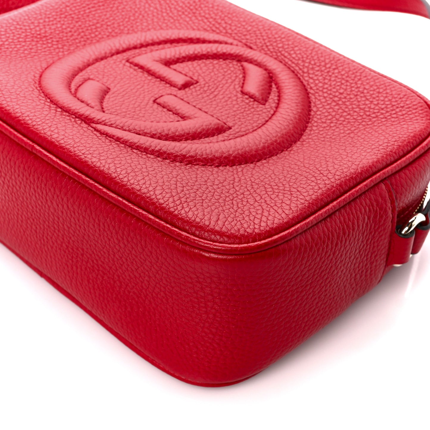 Pebbled Calfskin Small Soho Disco Bag Vibrant Red