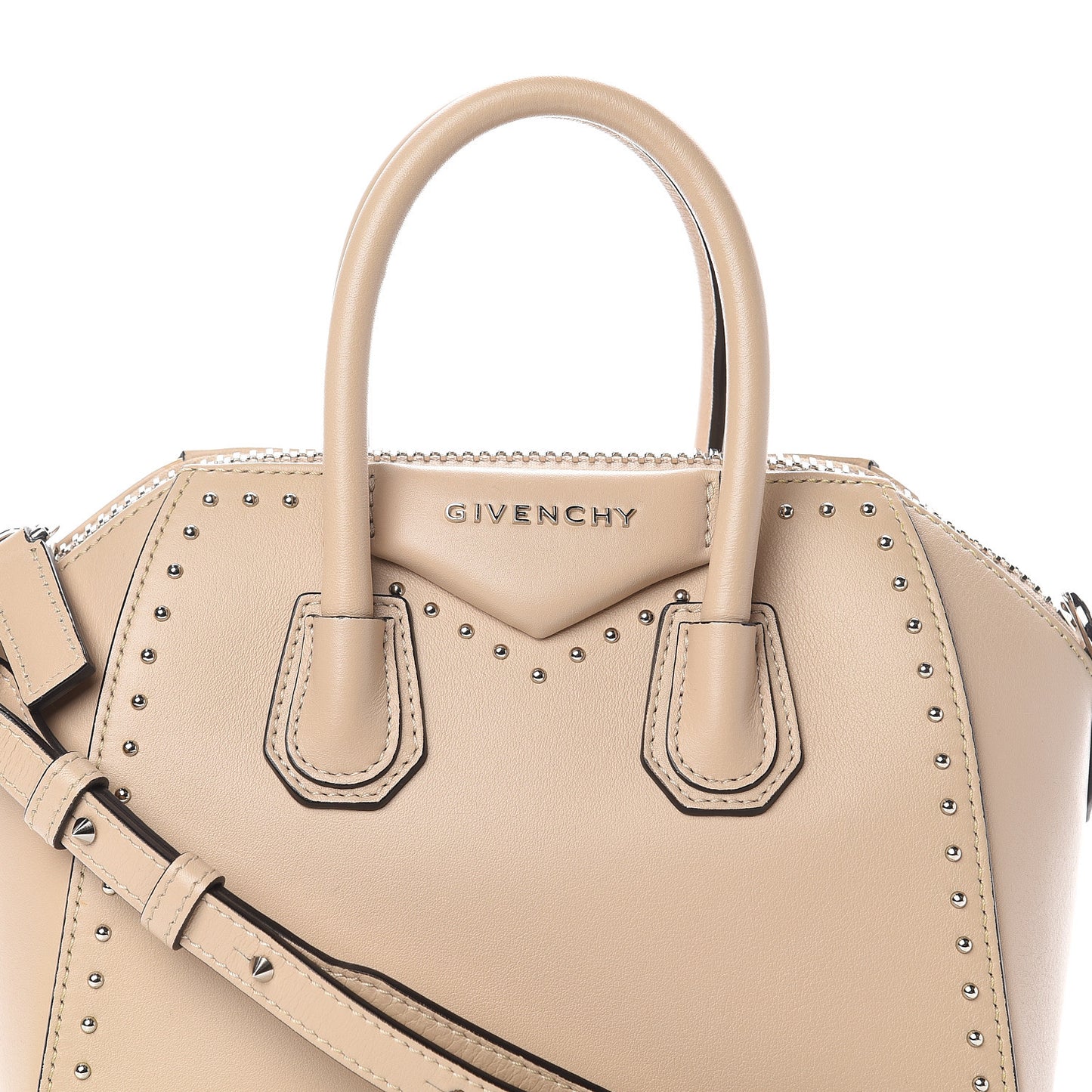 Calfskin Mini Studded Antigona Beige Buff