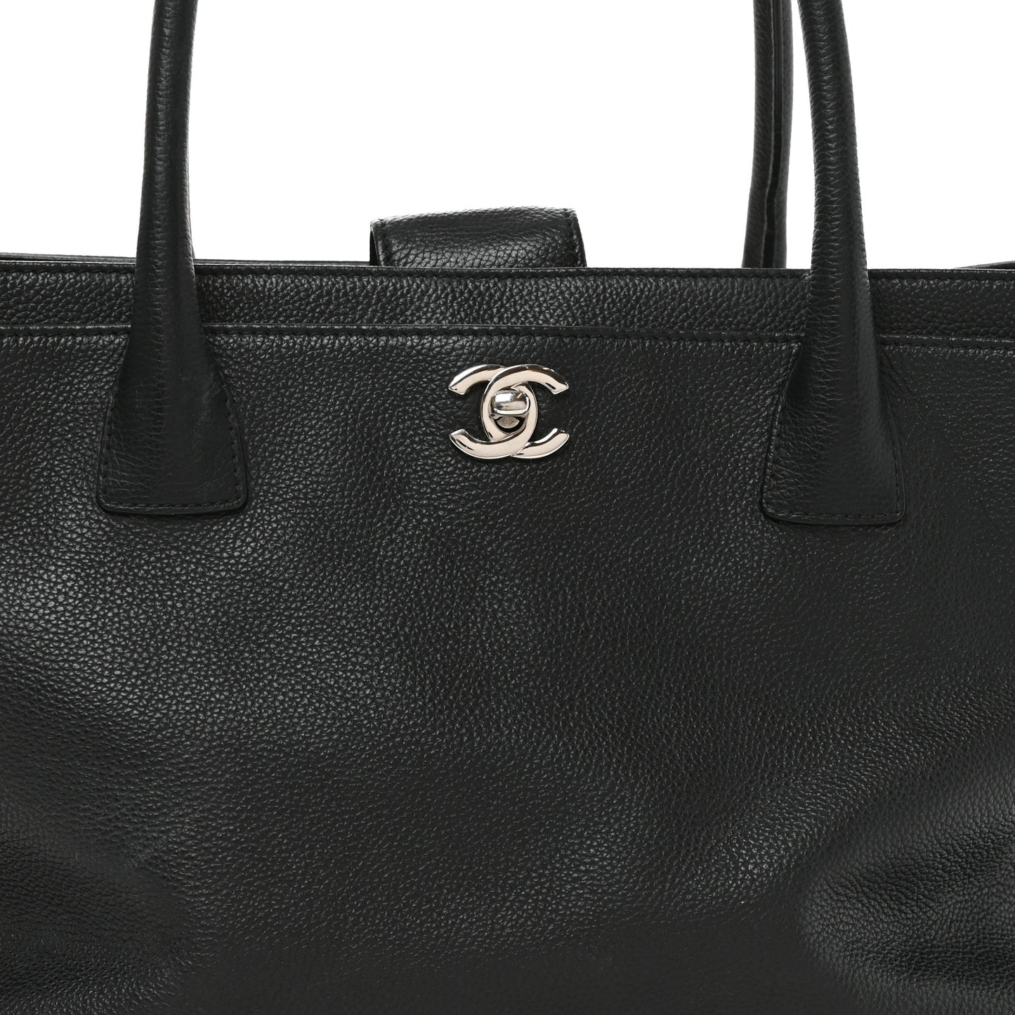 Calfskin Cerf Executive Shopper Tote Black