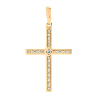 David Yurman 18K Yellow Gold Diamond Modern Renaissance Cross Pendant 1 of 3