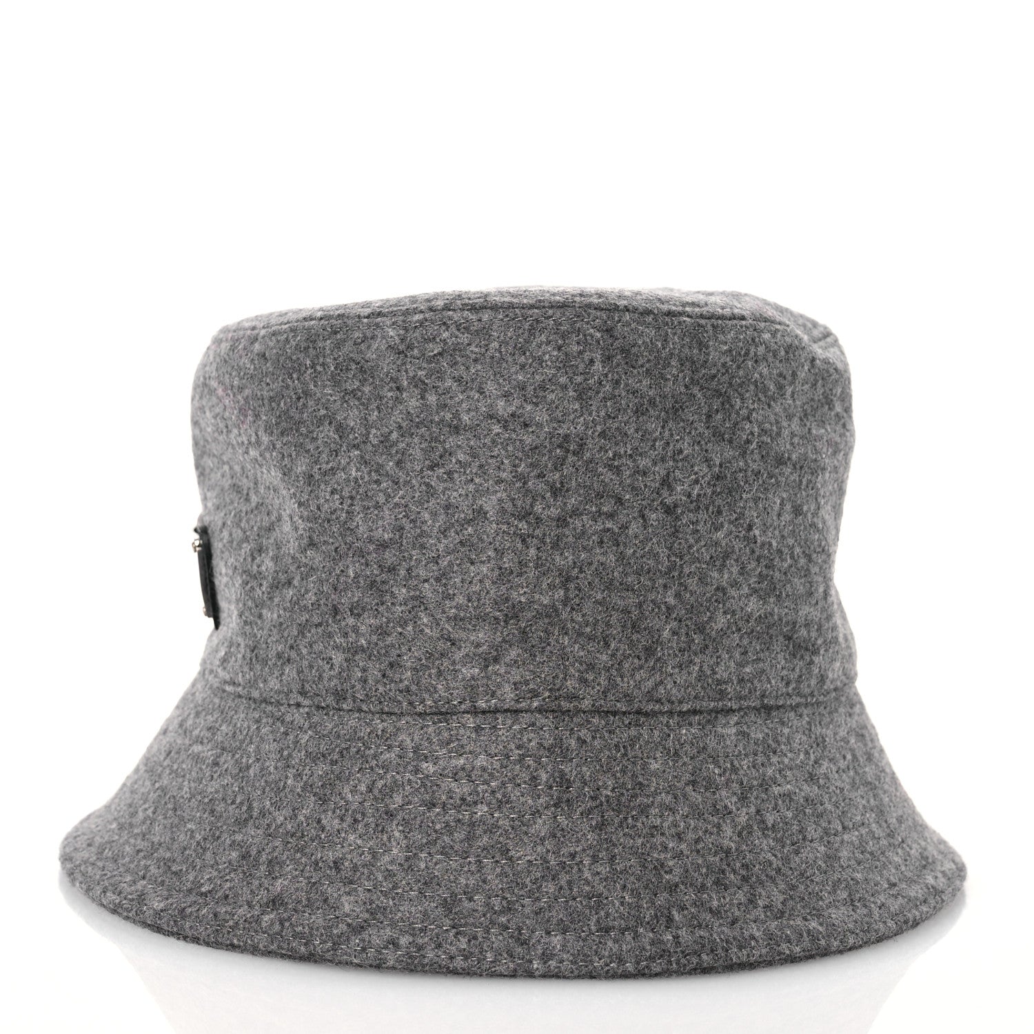 Prada Authentic Loden Wool Metal Triangle Logo Bucket Hat XL Gray 4 of 9