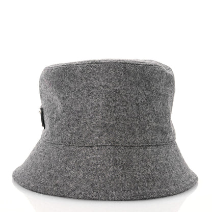 Prada Authentic Loden Wool Metal Triangle Logo Bucket Hat XL Gray 4 of 9