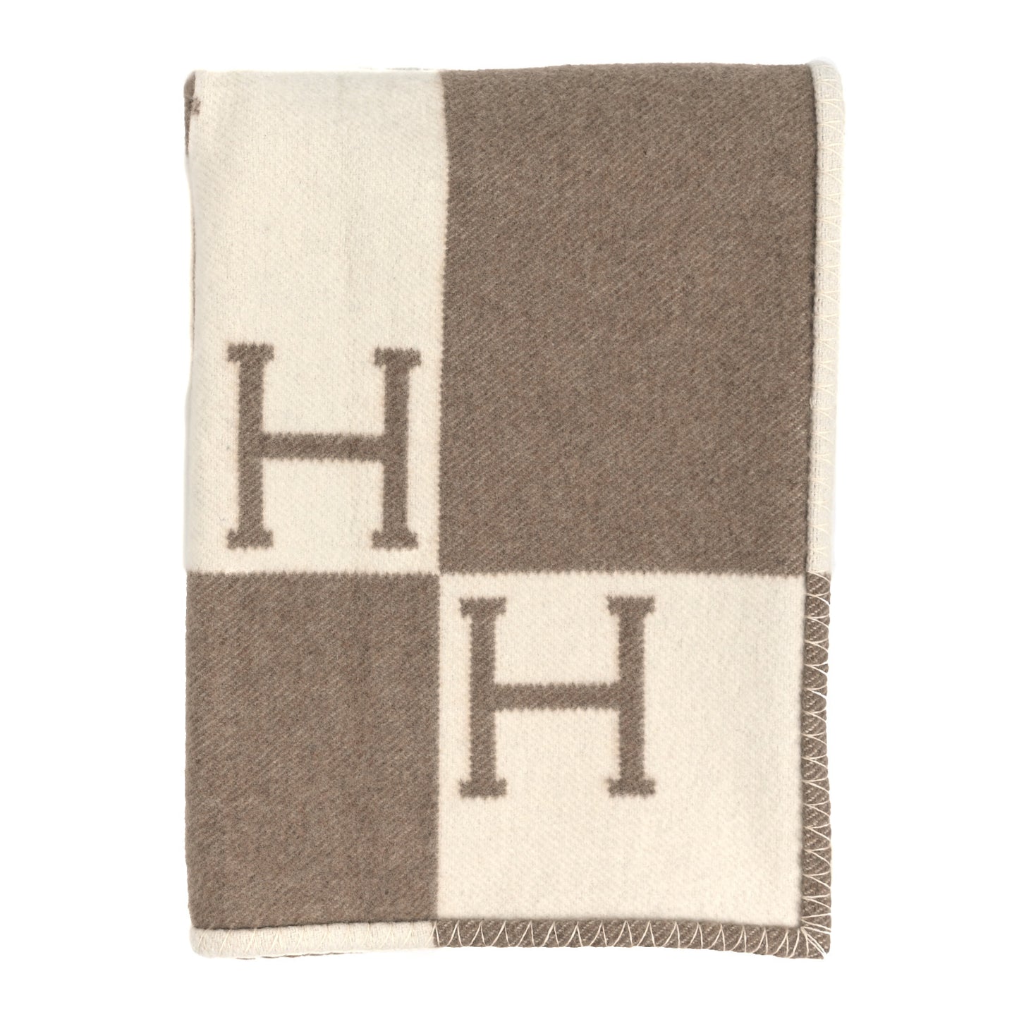 Wool Cashmere Avalon Baby Blanket Noisette Moyen White