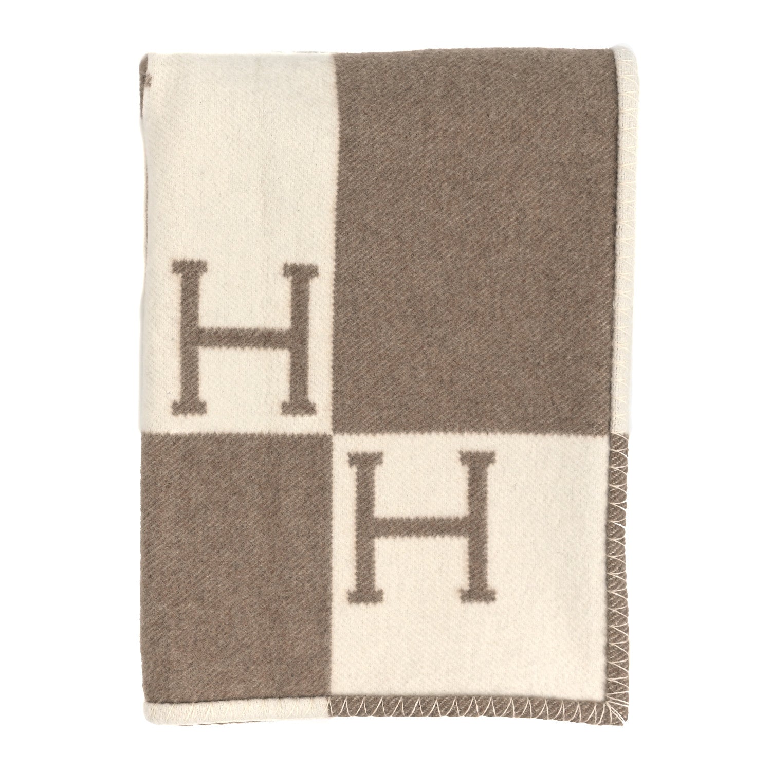 Hermes Wool Cashmere Avalon Baby Blanket Noisette Moyen White 1 of 3