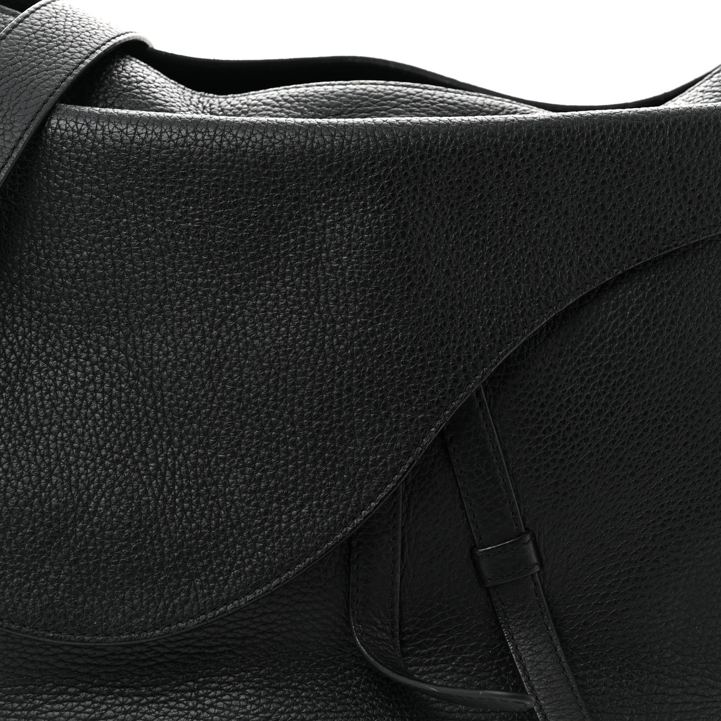 Grained Calfskin Saddle Soft Bag Black