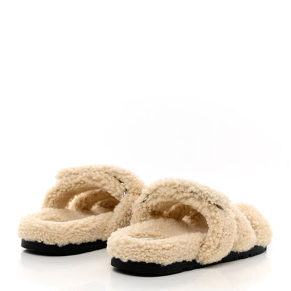 Hermes Woolskin Womens Chypre Sandals 38.5 Ecru 4 of 9